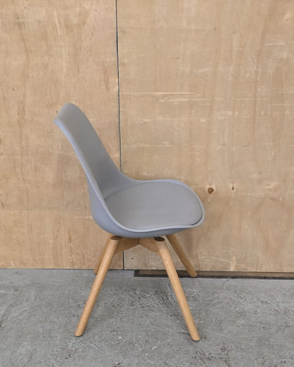 Single Grey Chair with Cushioned Seat and Wooden Legs - 104762