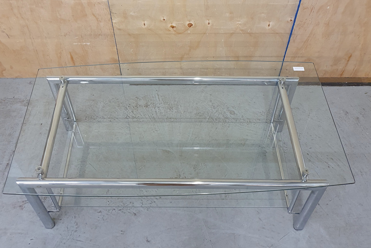 2 Tier Large Glass Top Chrome Frame Coffee Table - 103068