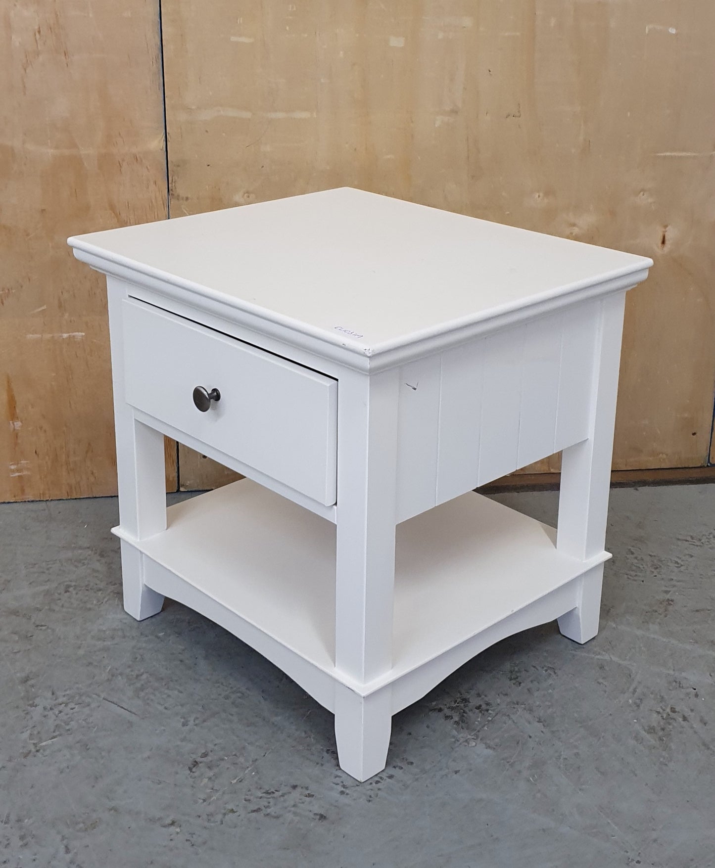 2 Tier White Wooden Bedside Cabinet with Drawer - EL103119