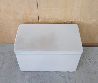Small Grey Velvet Storage Ottoman - 104043