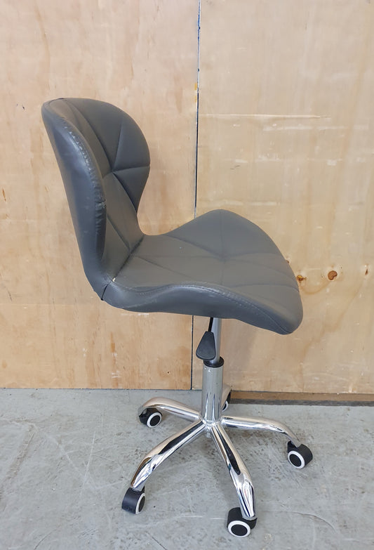 Small Grey Padded Office Chair with Chrome Base - 104121