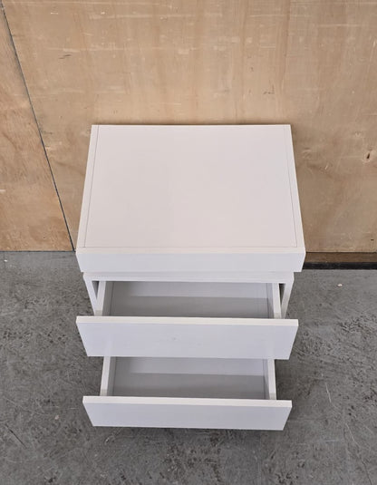 Single White Bedside Cabinet with 2 Drawers and Top Open Section - 104616