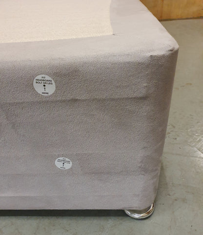 Grey Soft Suede Double Divan Bed Base with Matching Headboard - 103938 / 103945