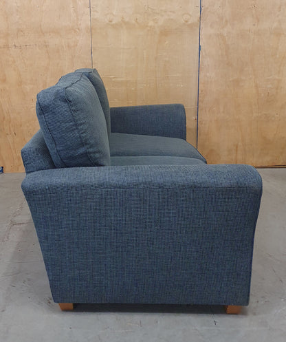 Blue 2 Seater Sofa with Block Wooden Feet - 104801