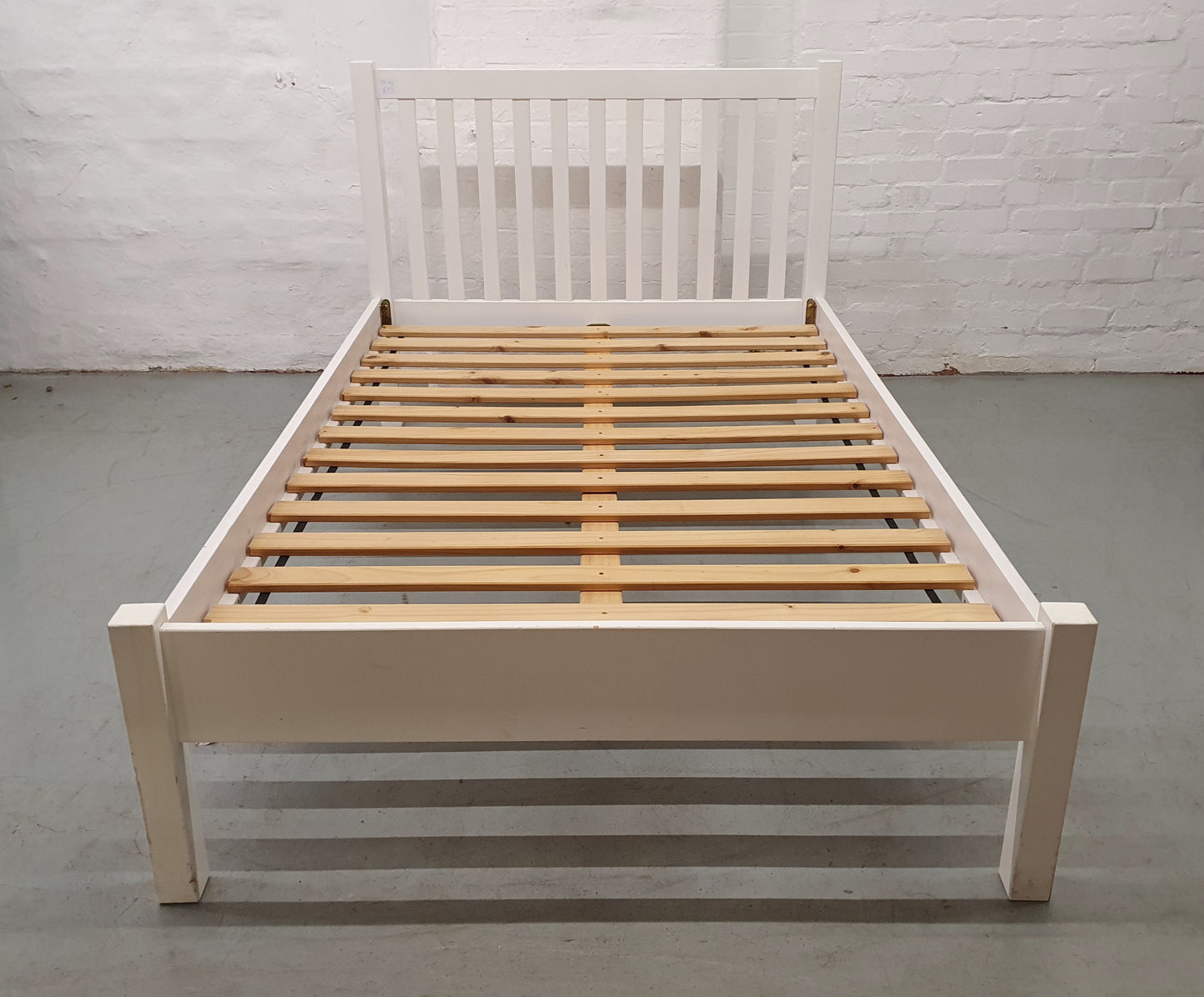 Small Double / Queen Size White Wooden Bedframe - 191124-11