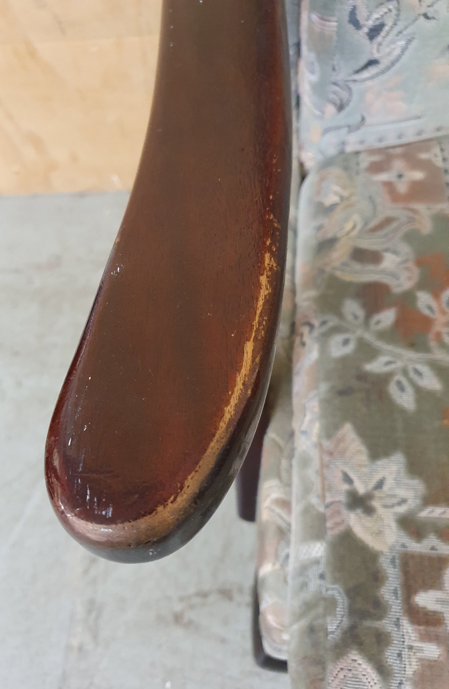 Vintage Highback Velvet Armchair with Cabriole Front Feet - EL104248