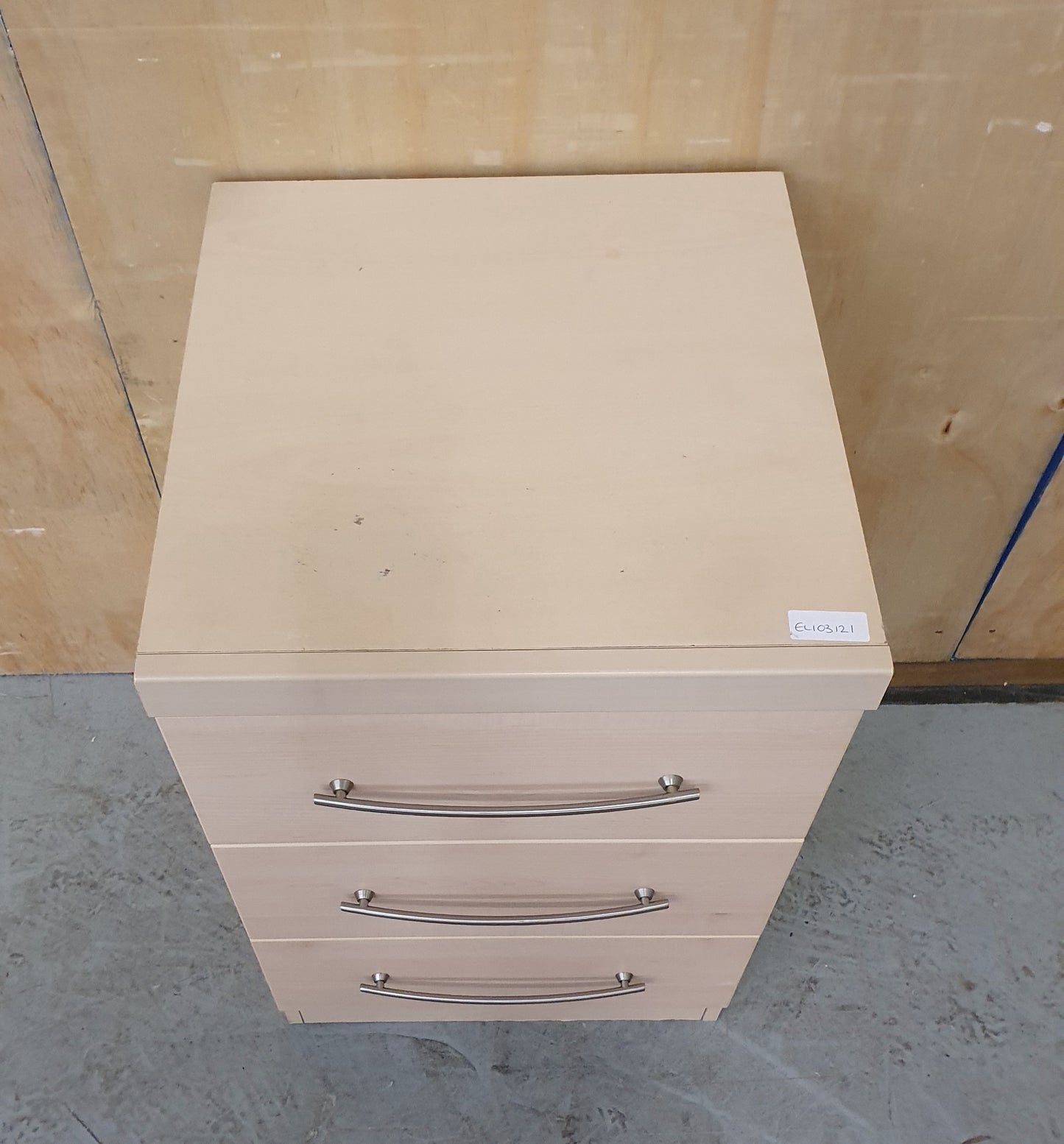 3 Drawer Single Bedside Cabinet with Chrome Bar Handles - EL103121