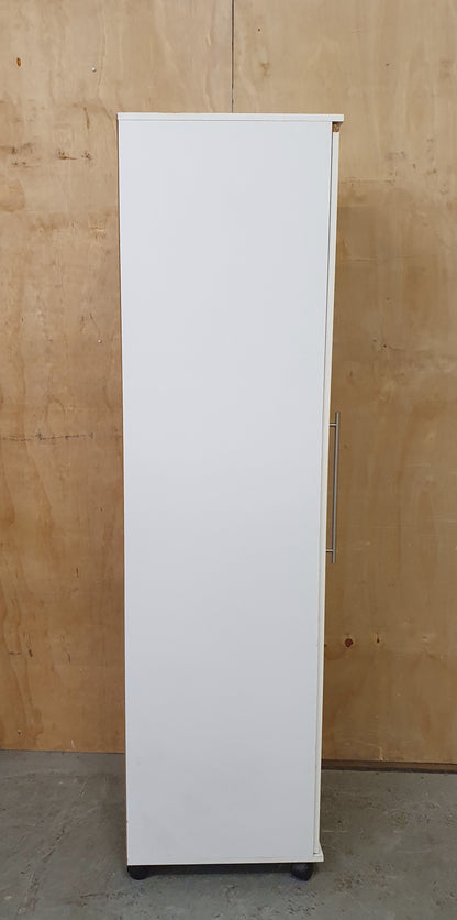 White Wood Single Door Wardrobe with 3 Internal Shelves - 104622