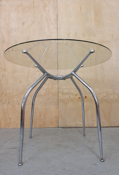Round Glass Dining Table with Chrome Frame - 104879