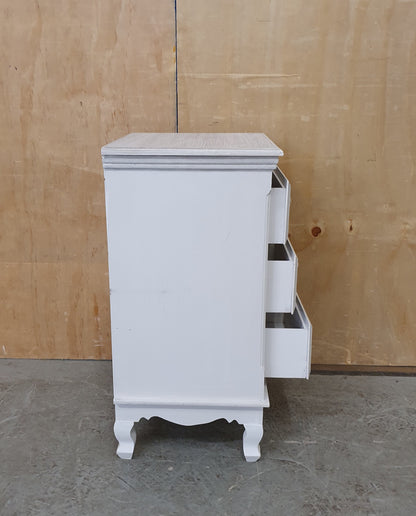 Grey 3 Drawer Bedside Cabinet with Heart Shaped Handles - 104617