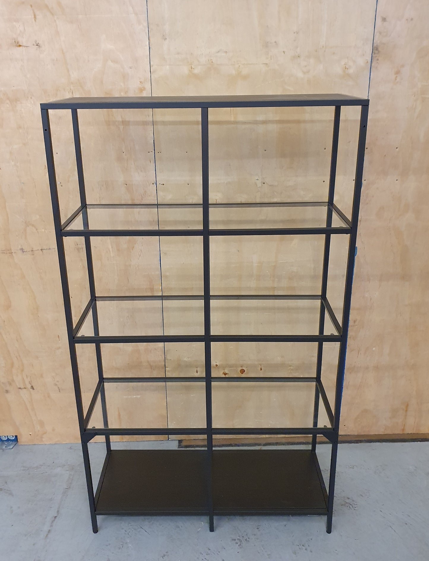 Black Metal Framed Glass Shelving Unit - 102335