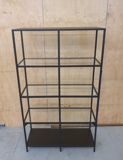 Black Metal Framed Glass Shelving Unit - 102335