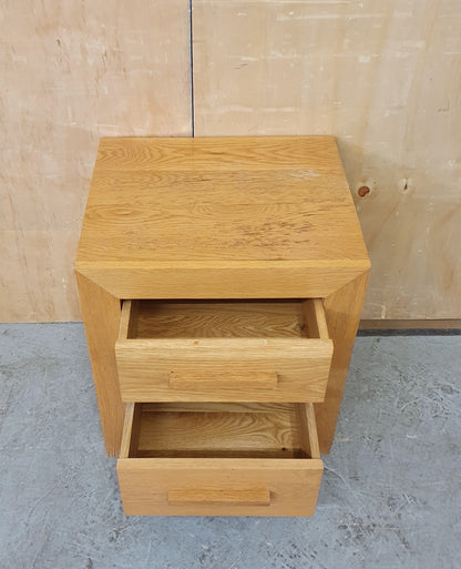 Single 2 Drawer Oak Bedside Cabinet - 104492