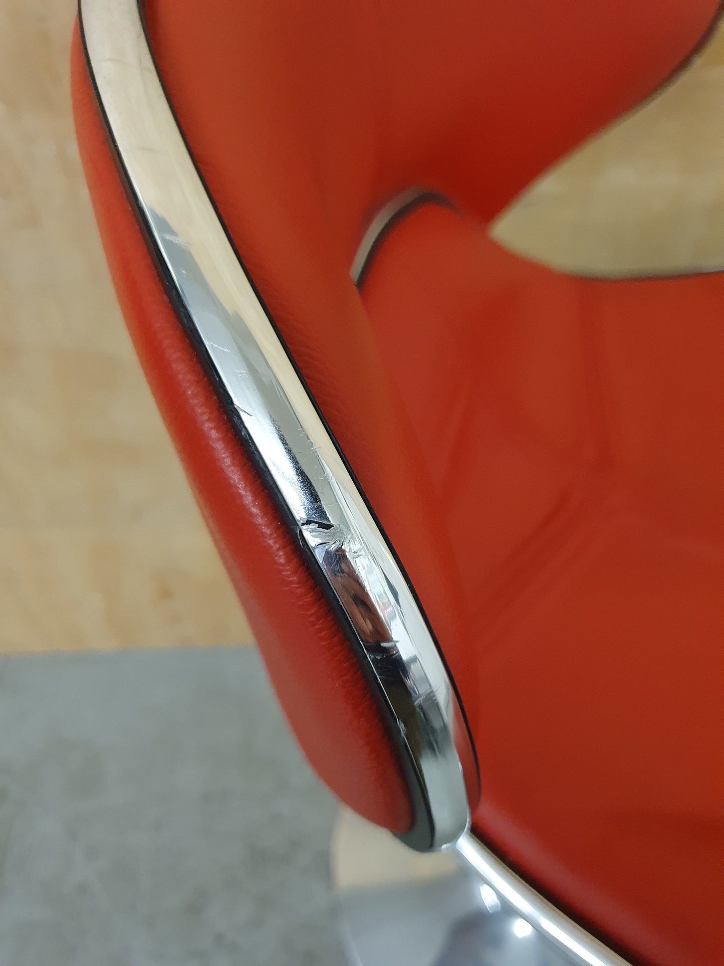 Single Red Leather Height Adjustable Bar Stool with Chrome Frame - 104164