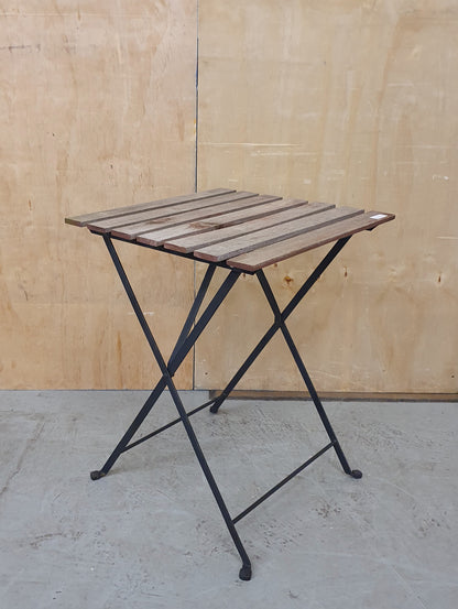 Wooden Slatted Garden Table and 2 Folding Chairs with Black Metal Frame - 103060/103061/103062