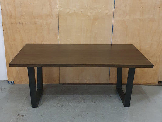 Large Mahogany Top Dining Table with Black Metal Detachable Legs - 104282