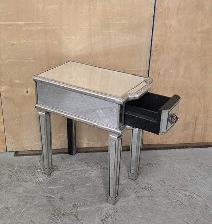 Single Mirrored Bedside Cabinet with Drawer - EL104754