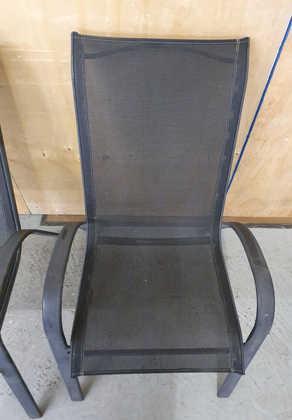 2 Matching Dark Grey Mesh Stackable Garden Chairs with Metal Frame - EL104446 / EL104447