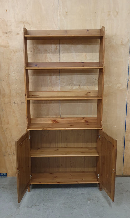 Tall Wooden Shelving Unit with 2 Bottom Doors - 103386