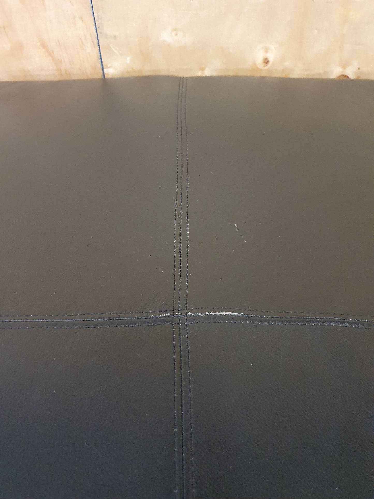 Large Black Faux Leather Ottoman / Pouffe - 104827