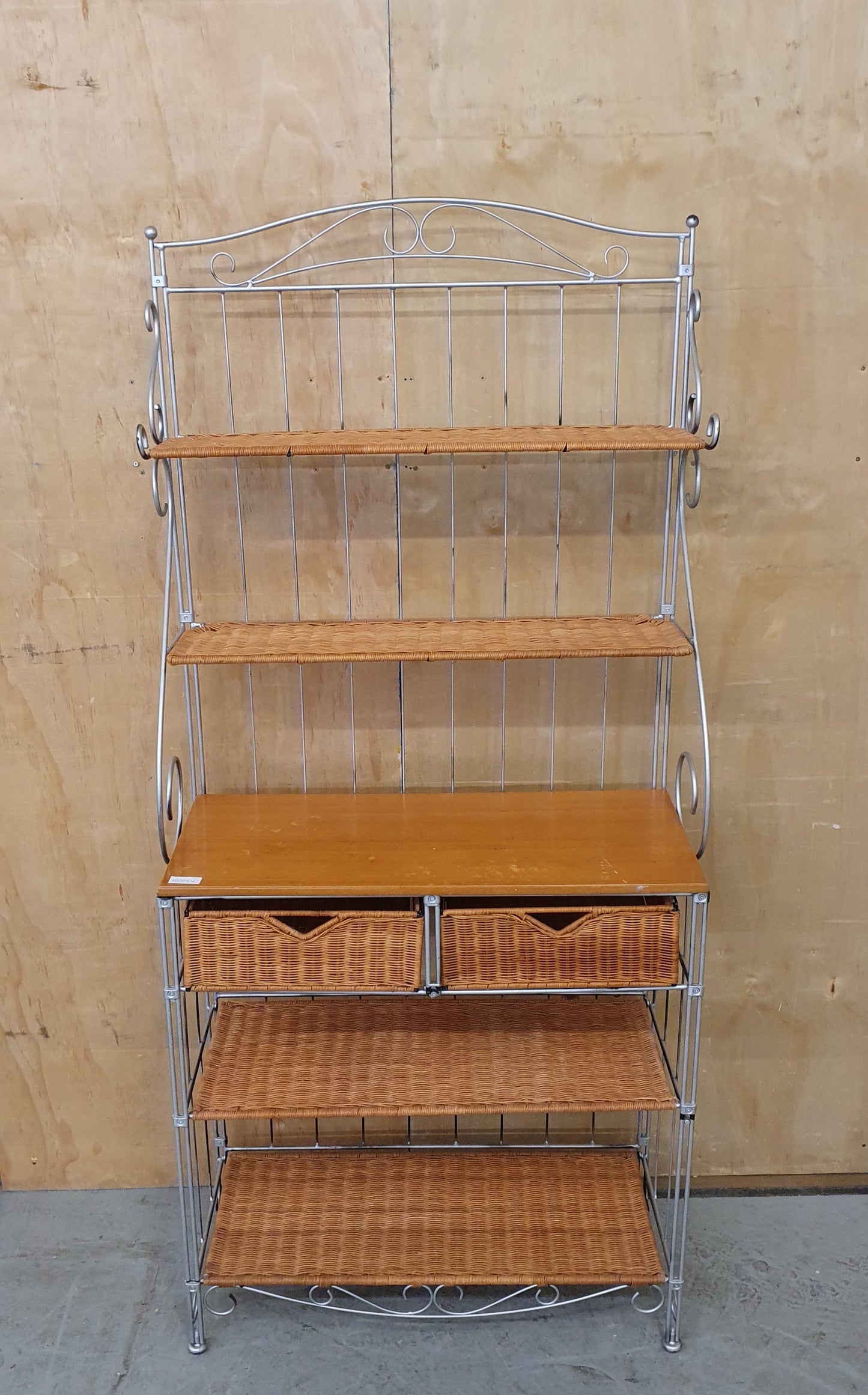 Wicker and Chrome Storage Unit with Shelving and  Drawers - 103144