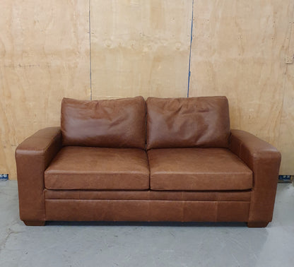 NEXT Brown Soft Leather 2 Seater Sofa Bed - 103909