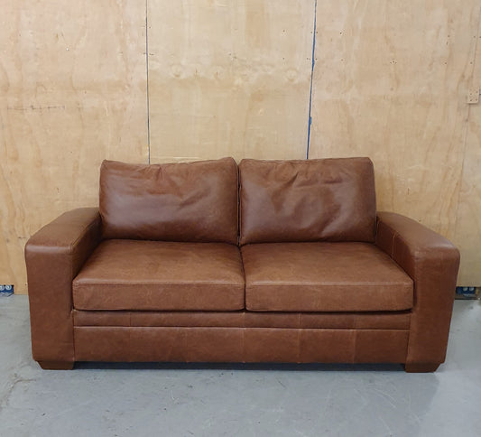 NEXT Brown Soft Leather 2 Seater Sofa Bed - 103909