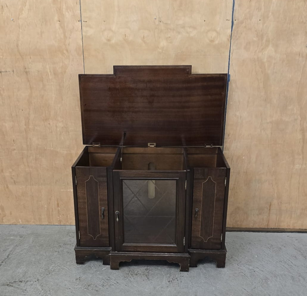 Vintage Mahogany Cabinet with 3 Doors and Open Top - 140925-04