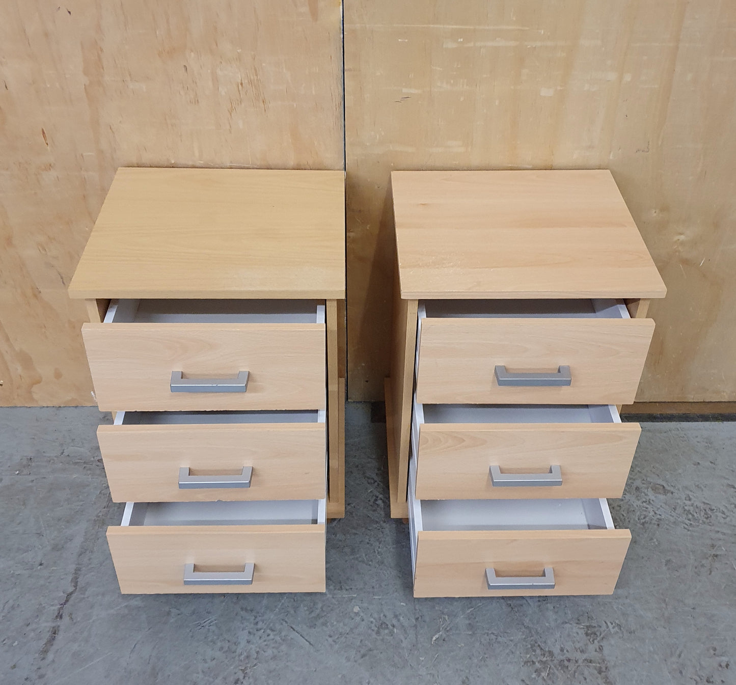 2 Matching 3 Drawer Wood Bedside Cabinets - EL104913 / EL104914