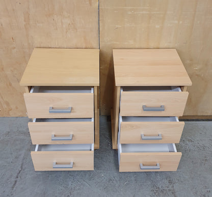 2 Matching 3 Drawer Wood Bedside Cabinets - EL104913 / EL104914