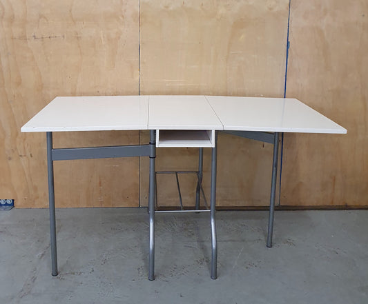 White Drop Leaf Dining Table with Chrome Frame - 104044
