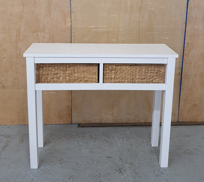 White Wooden Console Table with 2 Baskets - EL102744