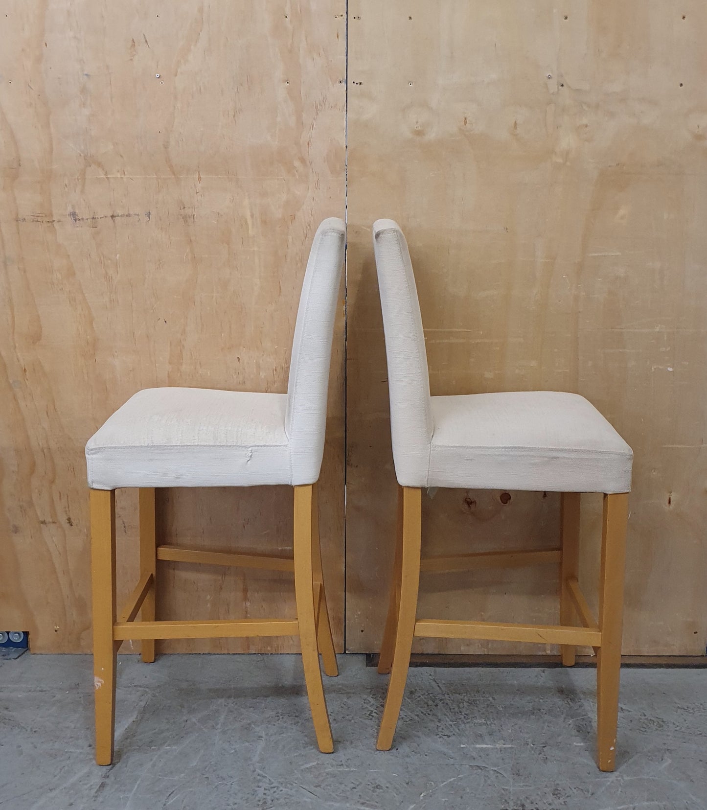 2 Matching Cream Fabric Covered Bar Stools - EL104227 / EL104228