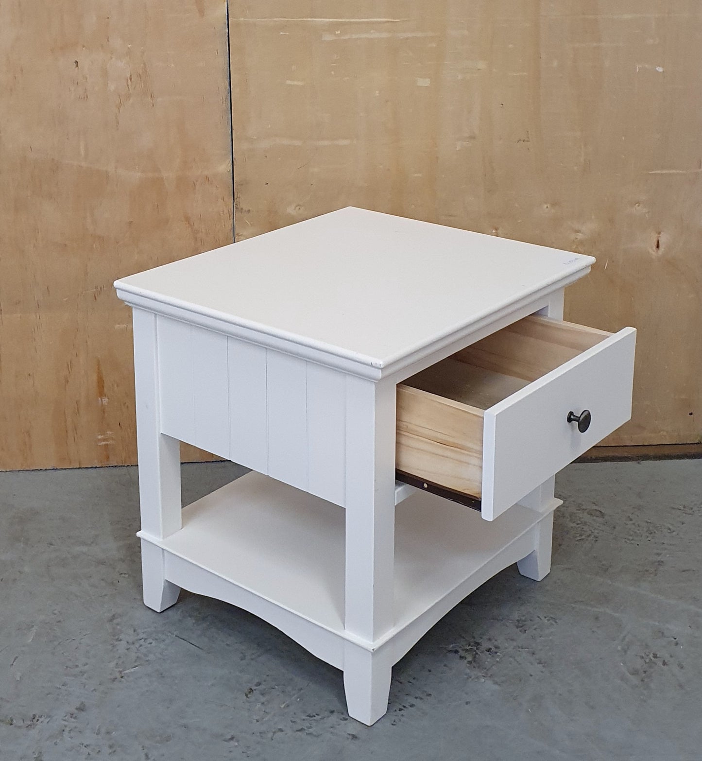 2 Tier White Wooden Bedside Cabinet with Drawer - EL103119