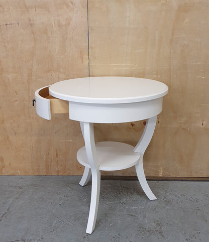 2 Tier Small Round Top 3 Leg Table with Drawer - EL104901