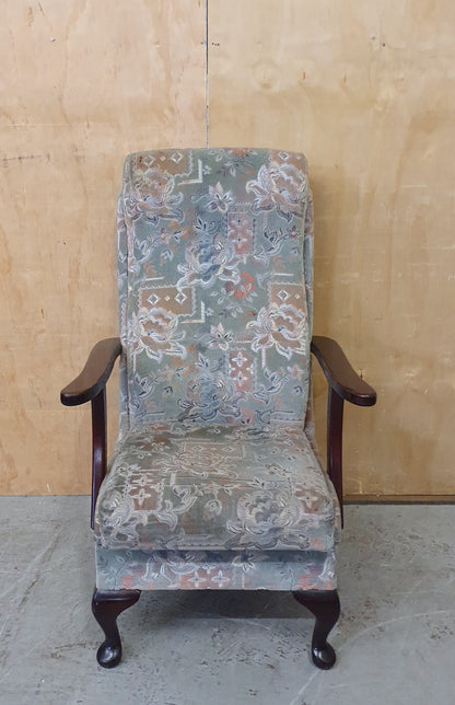 Vintage Highback Velvet Armchair with Cabriole Front Feet - EL104248