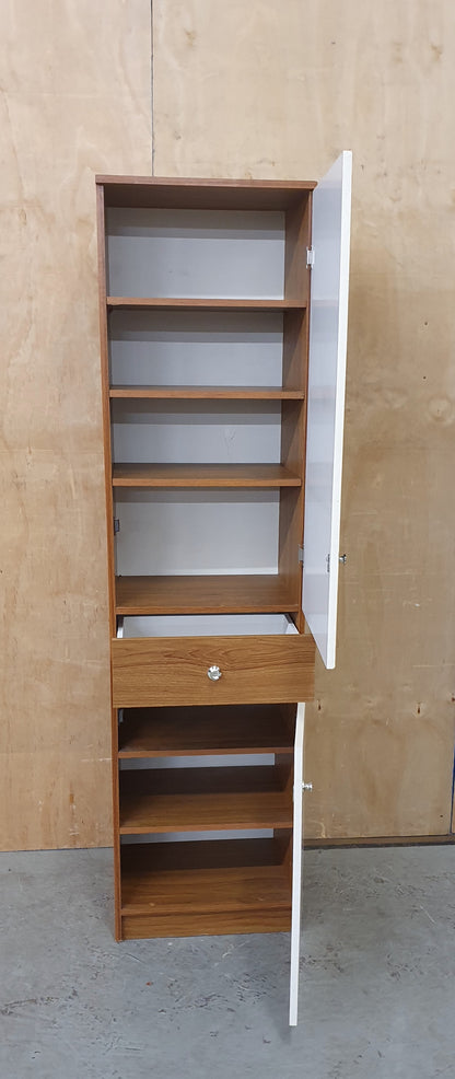Slim Wood Wardrobe with 2 Doors and Central Drawer - 104598