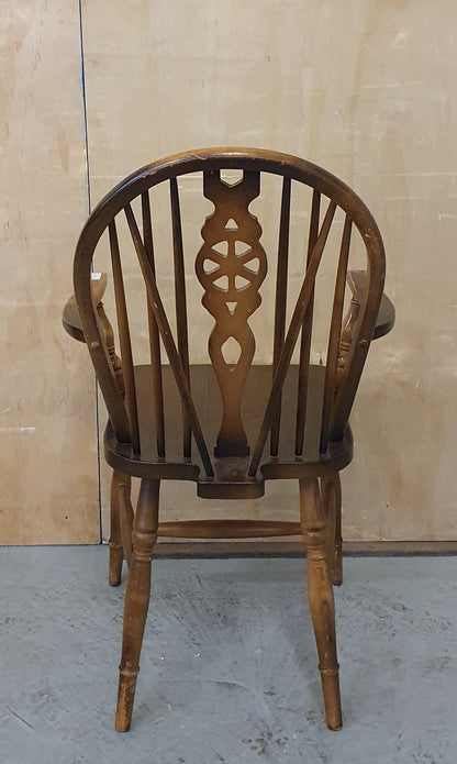 Mahogany Spindle Decorative Back Single Dining Chair with Arms - BB250324-13