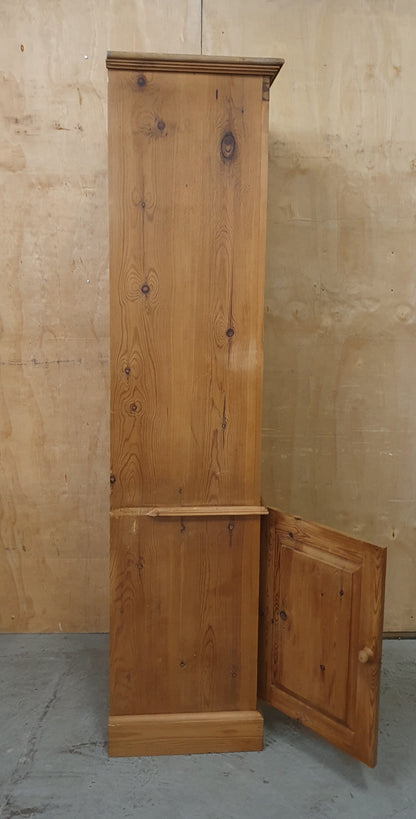 Tall Pine Display Cabinet with 3 Shelves and 1 Bottom Door - 104808