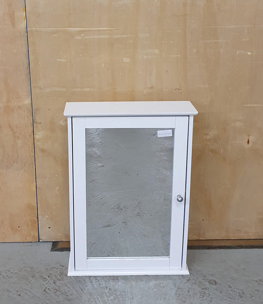 White Wooden Bathroom Cabinet with Mirrored Door and 1 Interior Shelf - EL102838