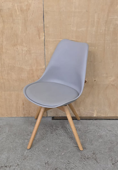 Single Grey Chair with Cushioned Seat and Wooden Legs - 104762