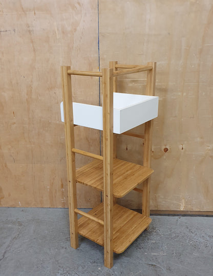 Small Bamboo Shelving Unit with White Top Section - 120925-01
