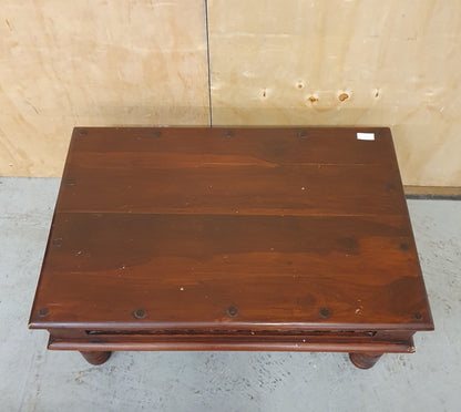 Mahogany Heavy Coffee Table with Cast Iron Detail - EL102833