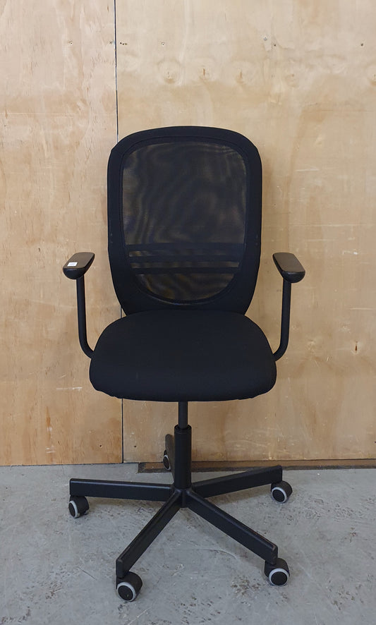 IKEA FLINTAN Black Ergonomic Mesh Back Rest Height Adjustable Office Chair - 103925