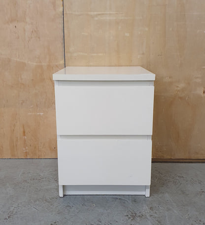 IKEA MALM White Single 2 Drawer Bedside Cabinet - EL103948
