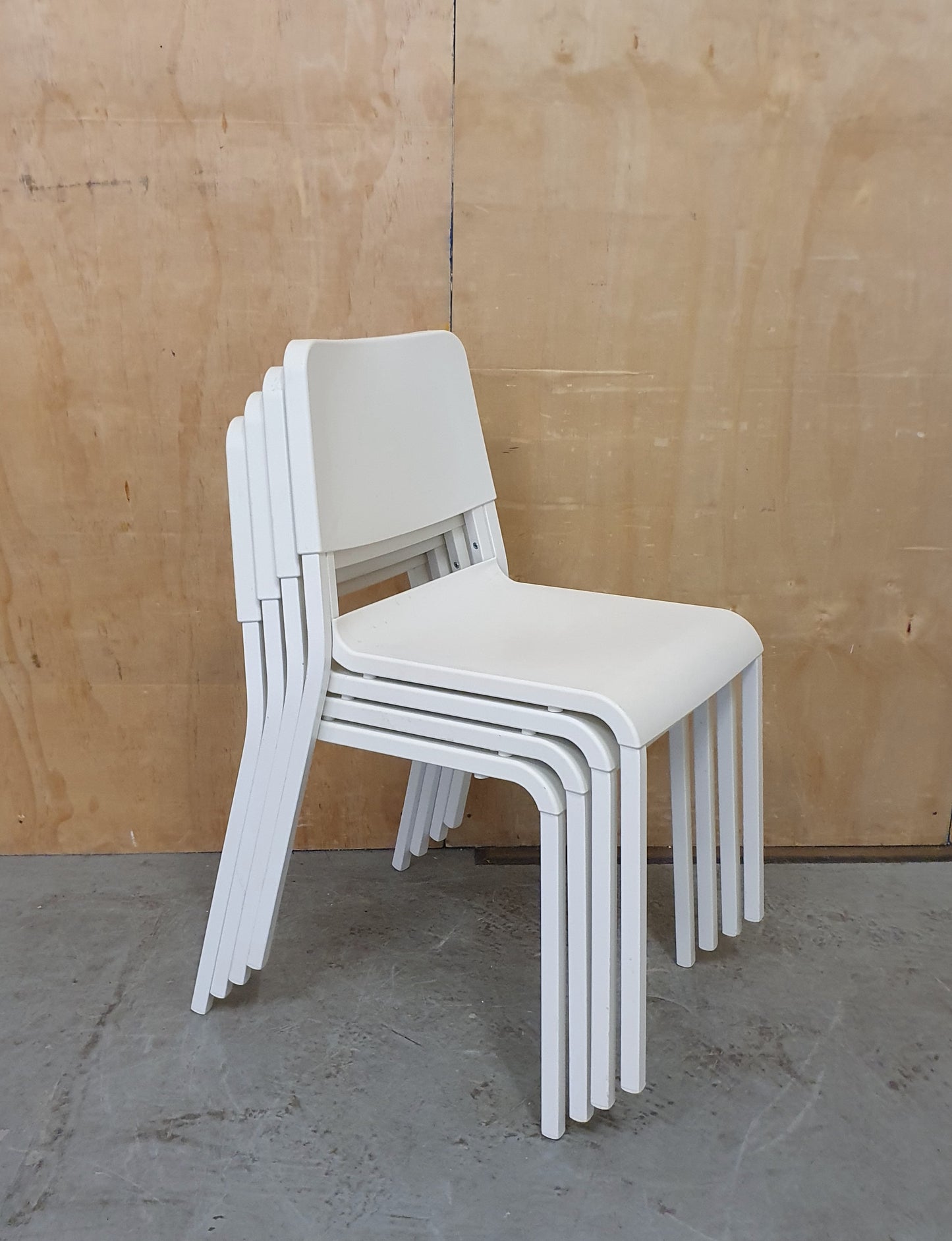 IKEA TEODORES 4 Matching White Stackable Chairs - 104944 / 104945 / 104946 / 104947