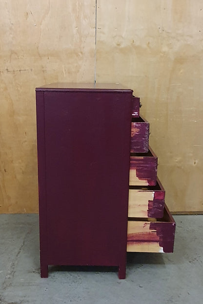 5 Drawer Burgundy Chest of Drawers - 104799
