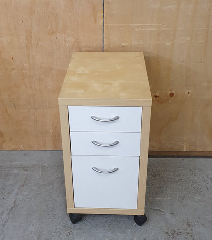 Small 3 Drawer Wood Filing Cabinet with Chrome Handles - EL104586