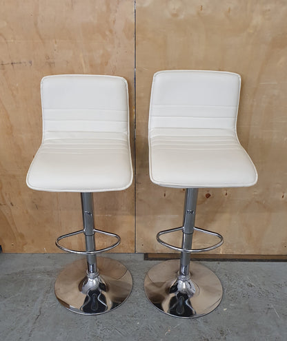 2 Matching Cream Faux Leather Height Adjustable Bar Stools - EL104575 / EL104576