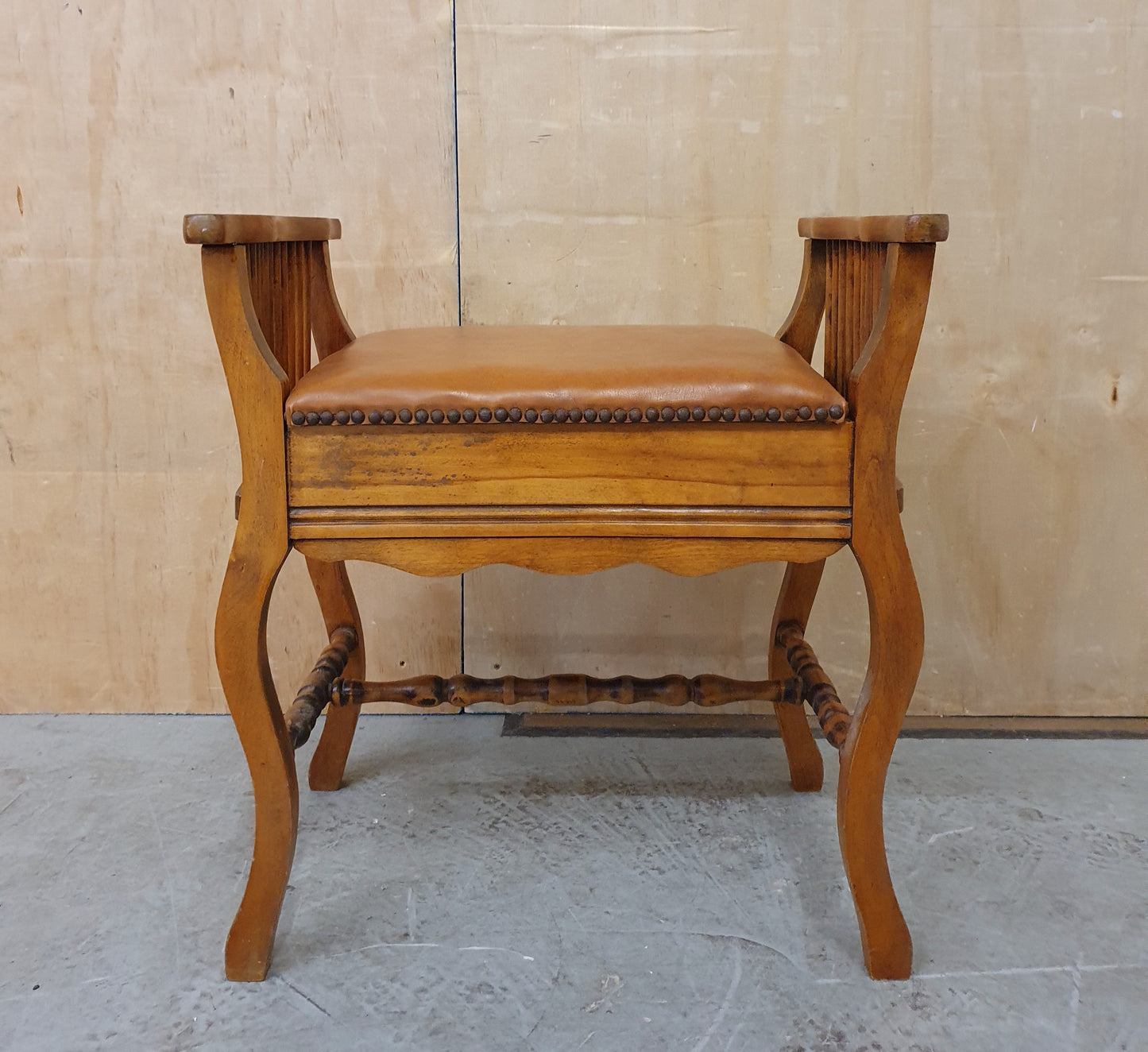 Vintage Piano Stool with Open Seat for Storage - EL104088